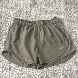 Nike Women's Olive Athletic Running Shorts with Reflective Swoosh